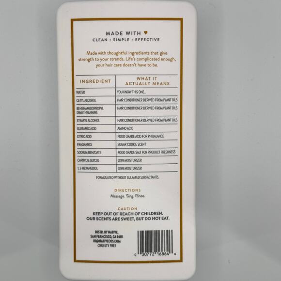 New Holiday NATIVE Hair Care Sugar Cookie Strengthening Conditioner - Picture 4 of 4